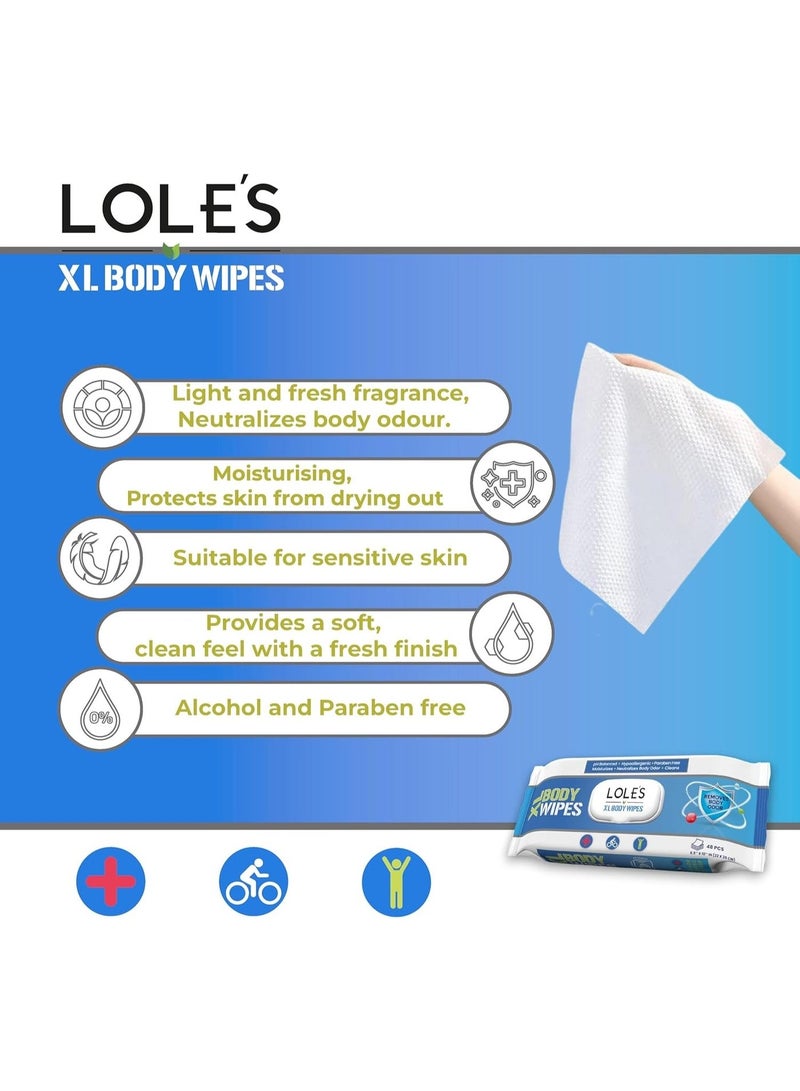 Lole's XL Body Cleaning Wet Wipes, Pack of 1 x 48 Wipes - Image 5